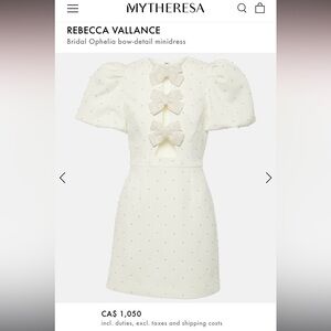Rebecca Vallance Bridal Ophelia bow detail dress white